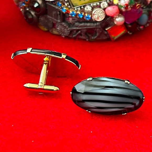 Stunning Pair of SWANK Vintage Gray & Black Cufflinks - Picture 3 of 10
